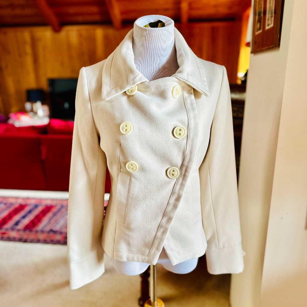 LYNNE Ivory Double Breasted Short Jacket Coat – 1 Junior - Ladies 0
